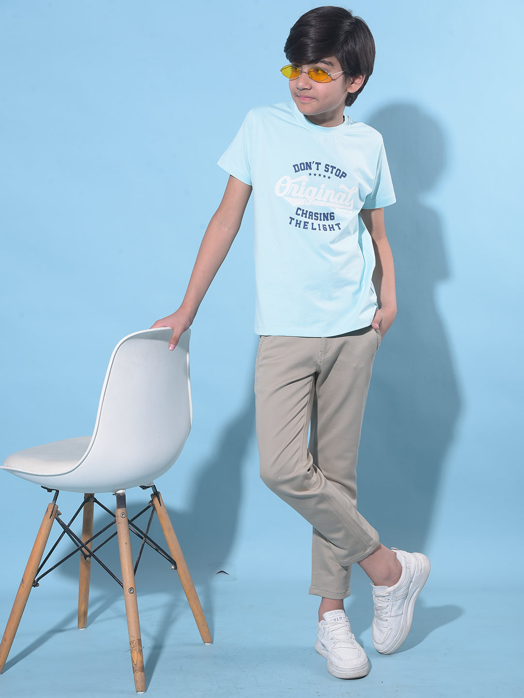 Blue Typographic Printed T-Shirt-Boys T-Shirts-Crimsoune Club