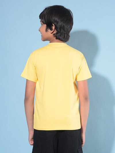 Yellow Typographic Print T-Shirt-Boys T-Shirts-Crimsoune Club