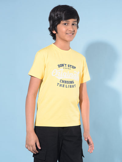 Yellow Typographic Print T-Shirt-Boys T-Shirts-Crimsoune Club