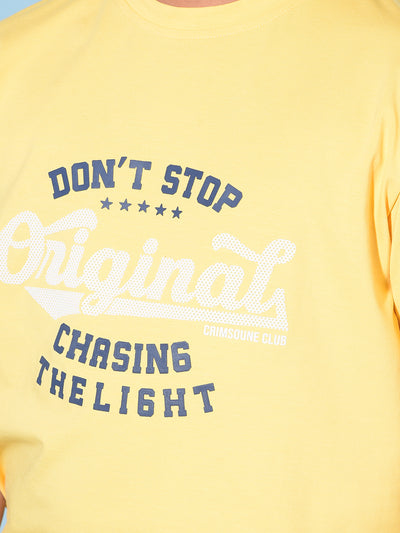 Yellow Typographic Print T-Shirt-Boys T-Shirts-Crimsoune Club