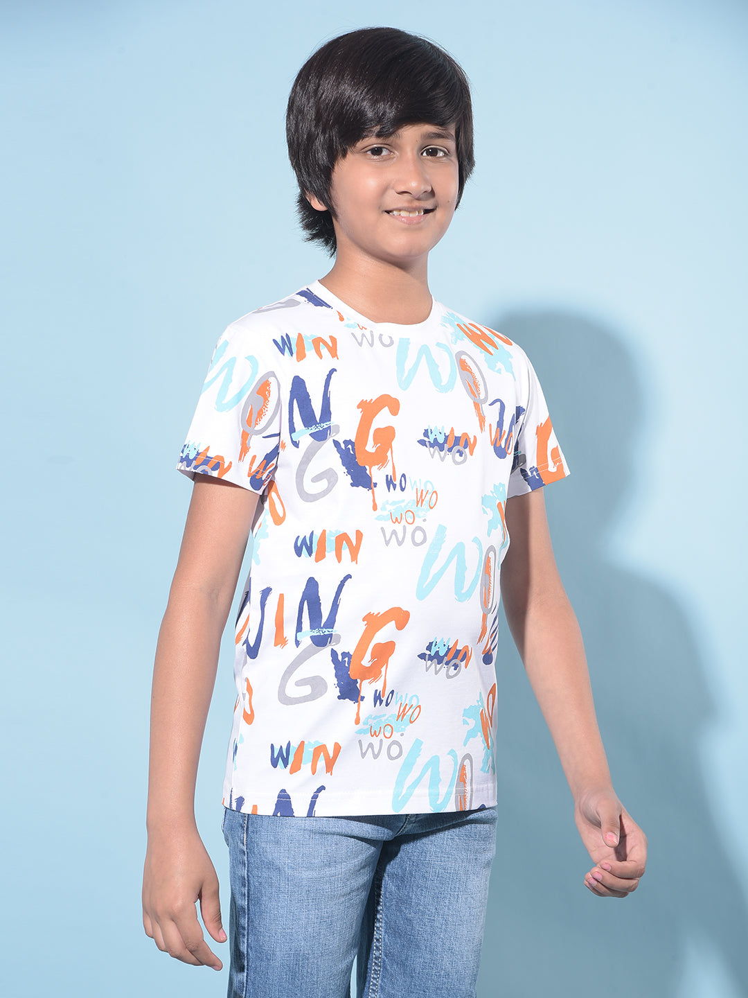 White Typographic Printed T-Shirt-Boys T-Shirts-Crimsoune Club