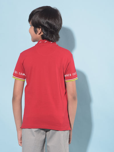 Red Typographic Printed T-Shirt-Boys T-Shirts-Crimsoune Club