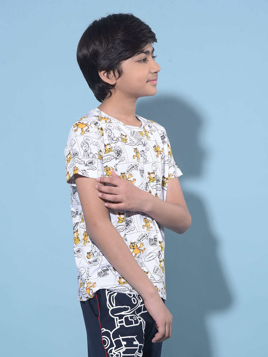 White Graphic Print Cotton T-Shirt-Boys T-Shirts-Crimsoune Club