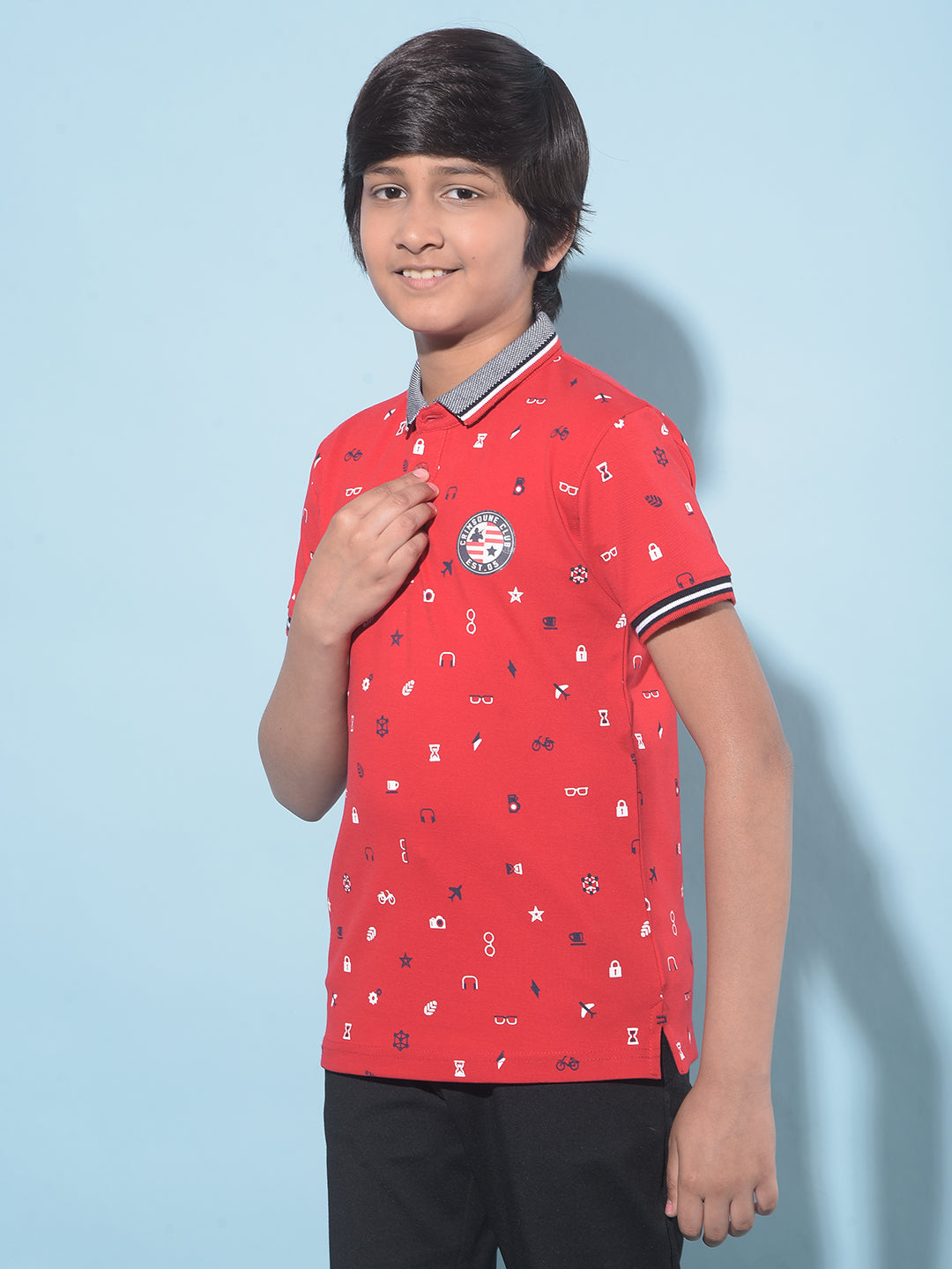 Red Printed T-Shirt-Boys T-Shirts-Crimsoune Club