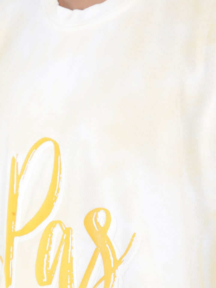 Yellow Typographic Print T-Shirt-Boys T-Shirts-Crimsoune Club