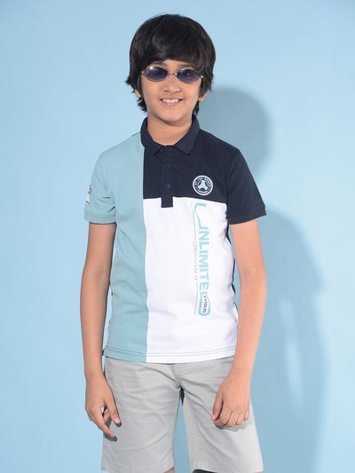 Green Color-Blocked Polo T-Shirt-Boys T-Shirts-Crimsoune Club