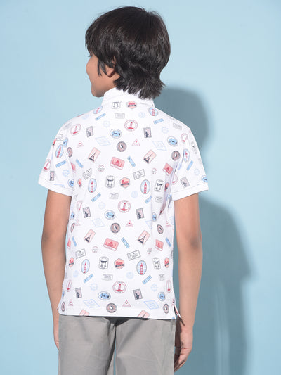 White Printed T-Shirt-Boys T-Shirts-Crimsoune Club