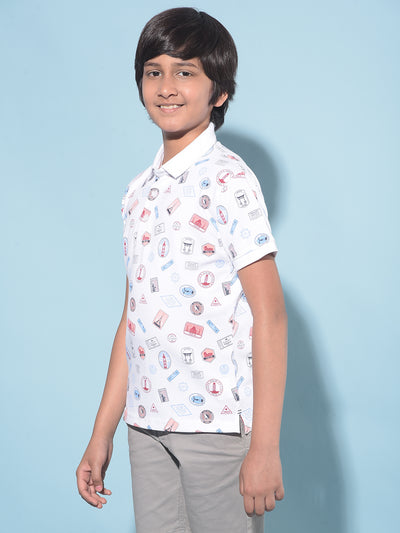 White Printed T-Shirt-Boys T-Shirts-Crimsoune Club