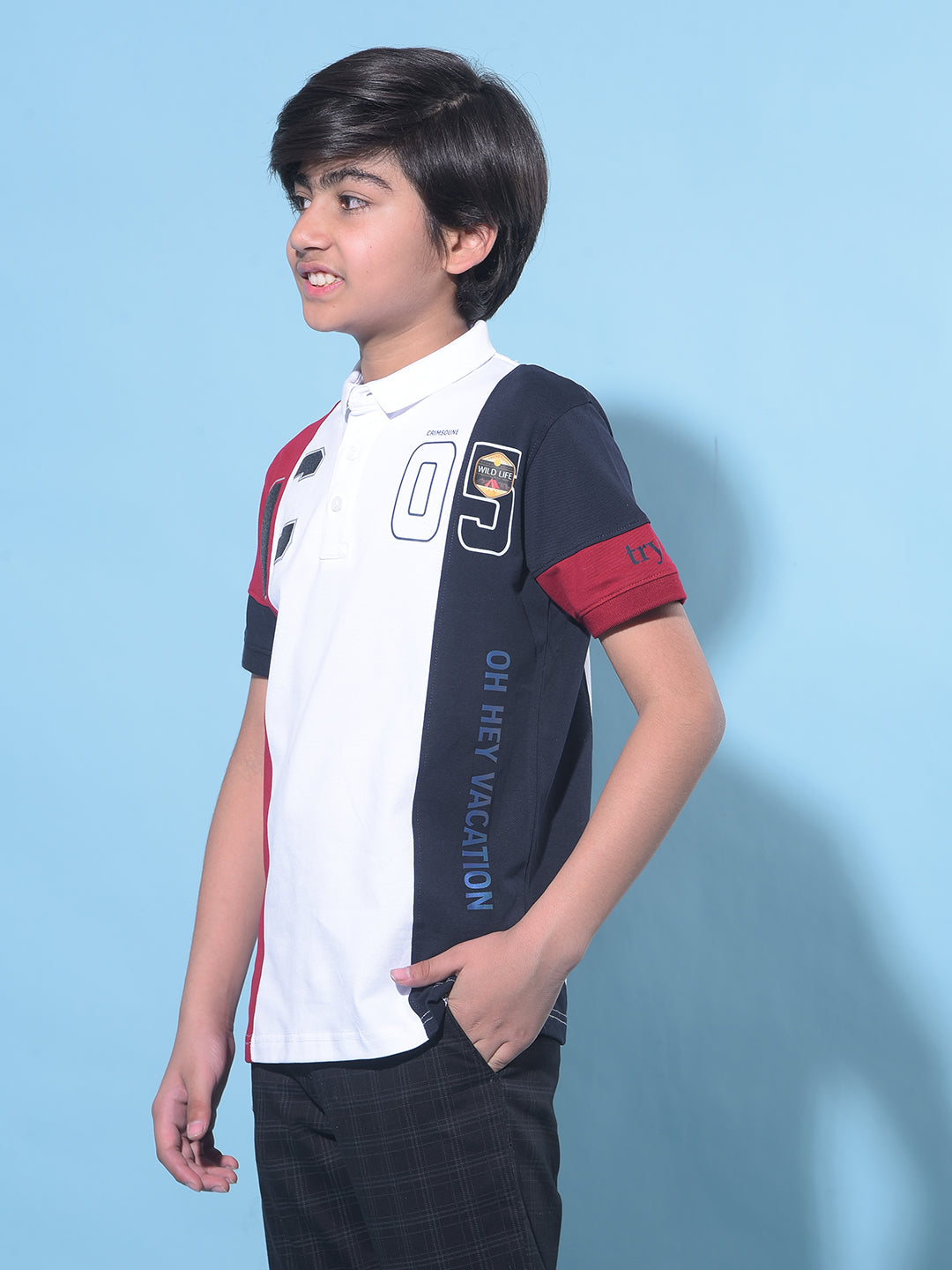 White Color-Blocked T-Shirt-Boys T-Shirts-Crimsoune Club