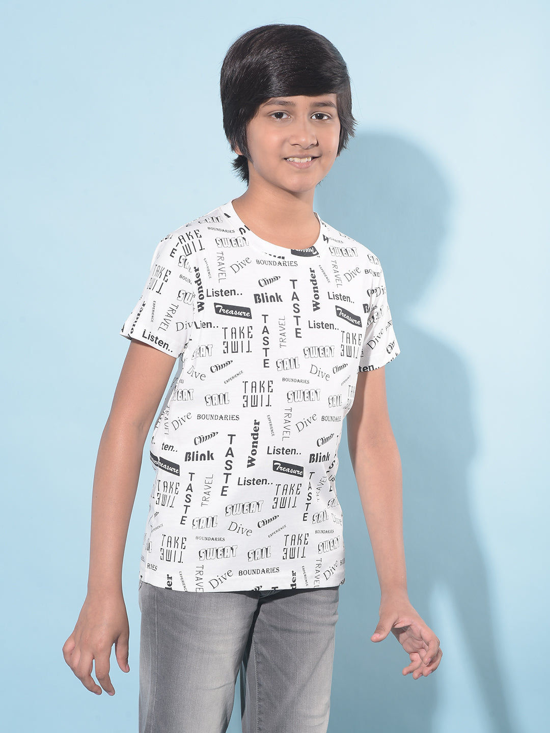 White Typographic Printed T-Shirt-Boys T-Shirts-Crimsoune Club