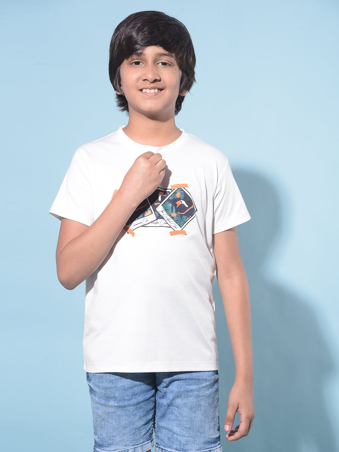 White Graphic Print T-Shirt-Boys T-Shirts-Crimsoune Club