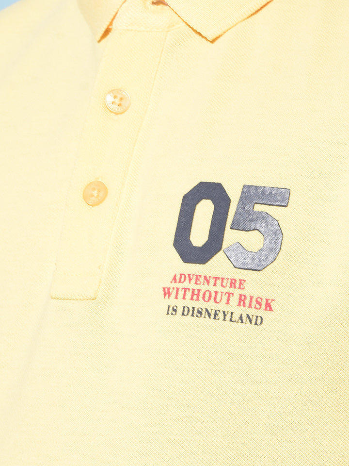 Yellow Typographic Printed T-Shirt-Boys T-Shirts-Crimsoune Club
