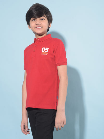 Red Typographic Printed T-Shirt-Boys T-Shirts-Crimsoune Club