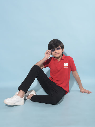 Red Typographic Printed T-Shirt-Boys T-Shirts-Crimsoune Club