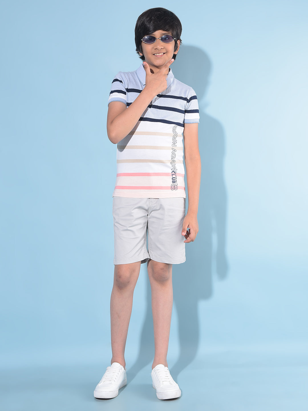 Multi Colour Horizontal Striped Polo T-Shirt-Boys T-Shirts-Crimsoune Club