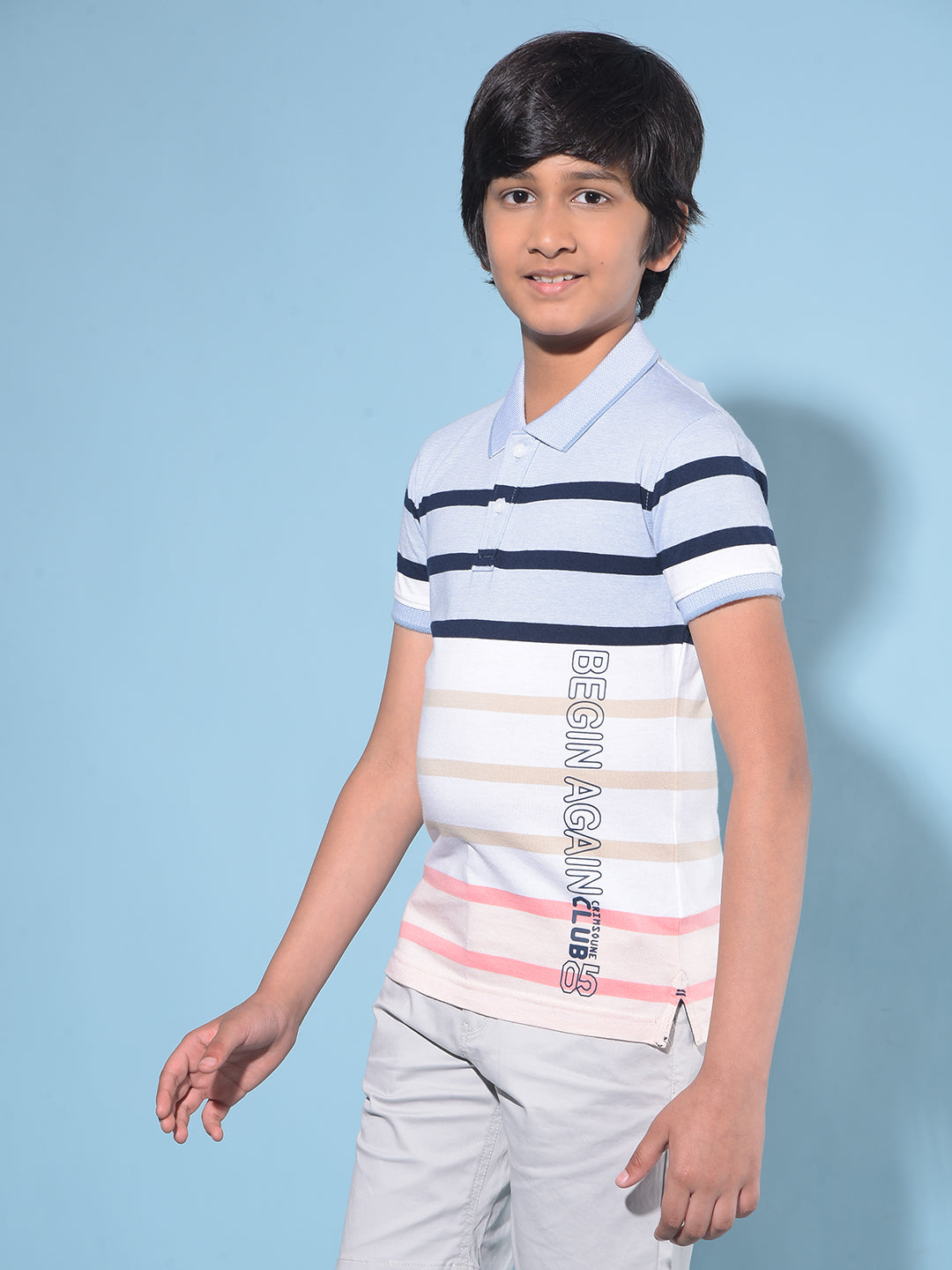 Multi Colour Horizontal Striped Polo T-Shirt-Boys T-Shirts-Crimsoune Club