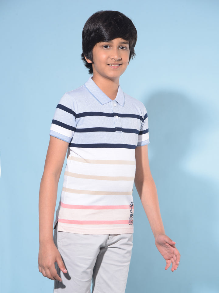 Multi Colour Horizontal Striped Polo T-Shirt-Boys T-Shirts-Crimsoune Club