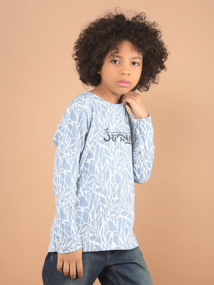 Blue Graphic Print T-Shirt-Boy T-Shirts-Crimsoune Club