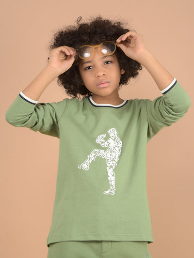 Green Graphic Print 100% Cotton T-Shirt-Boys T-Shirts-Crimsoune Club