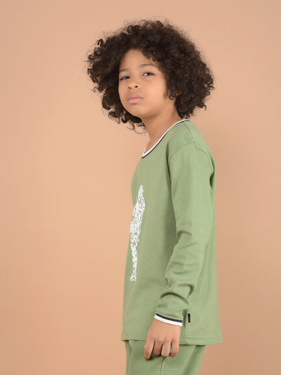 Green Graphic Print 100% Cotton T-Shirt-Boys T-Shirts-Crimsoune Club