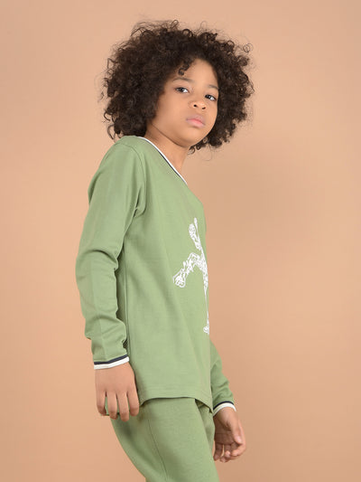 Green Graphic Print 100% Cotton T-Shirt-Boys T-Shirts-Crimsoune Club