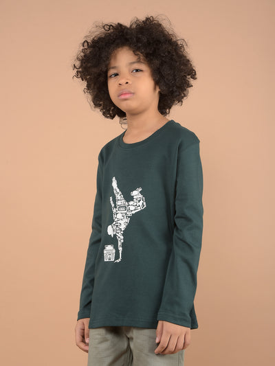 Green Graphic Print 100% Cotton T-Shirt-Boys T-Shirts-Crimsoune Club