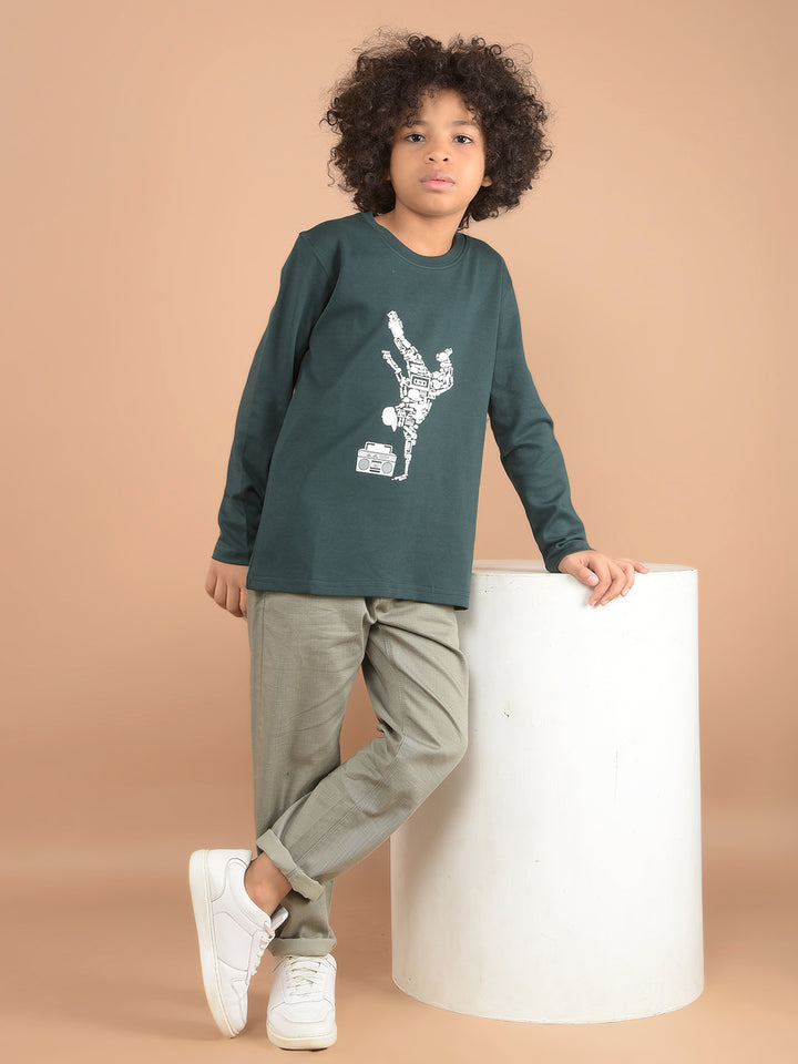 Green Graphic Print 100% Cotton T-Shirt-Boys T-Shirts-Crimsoune Club