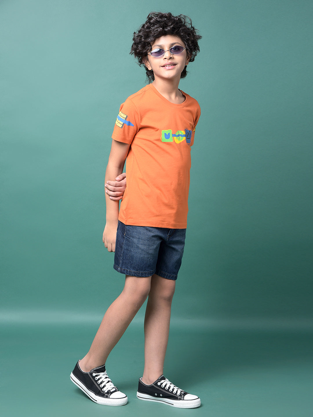 Orange Graphic Print T-Shirt-Boys T-Shirts-Crimsoune Club