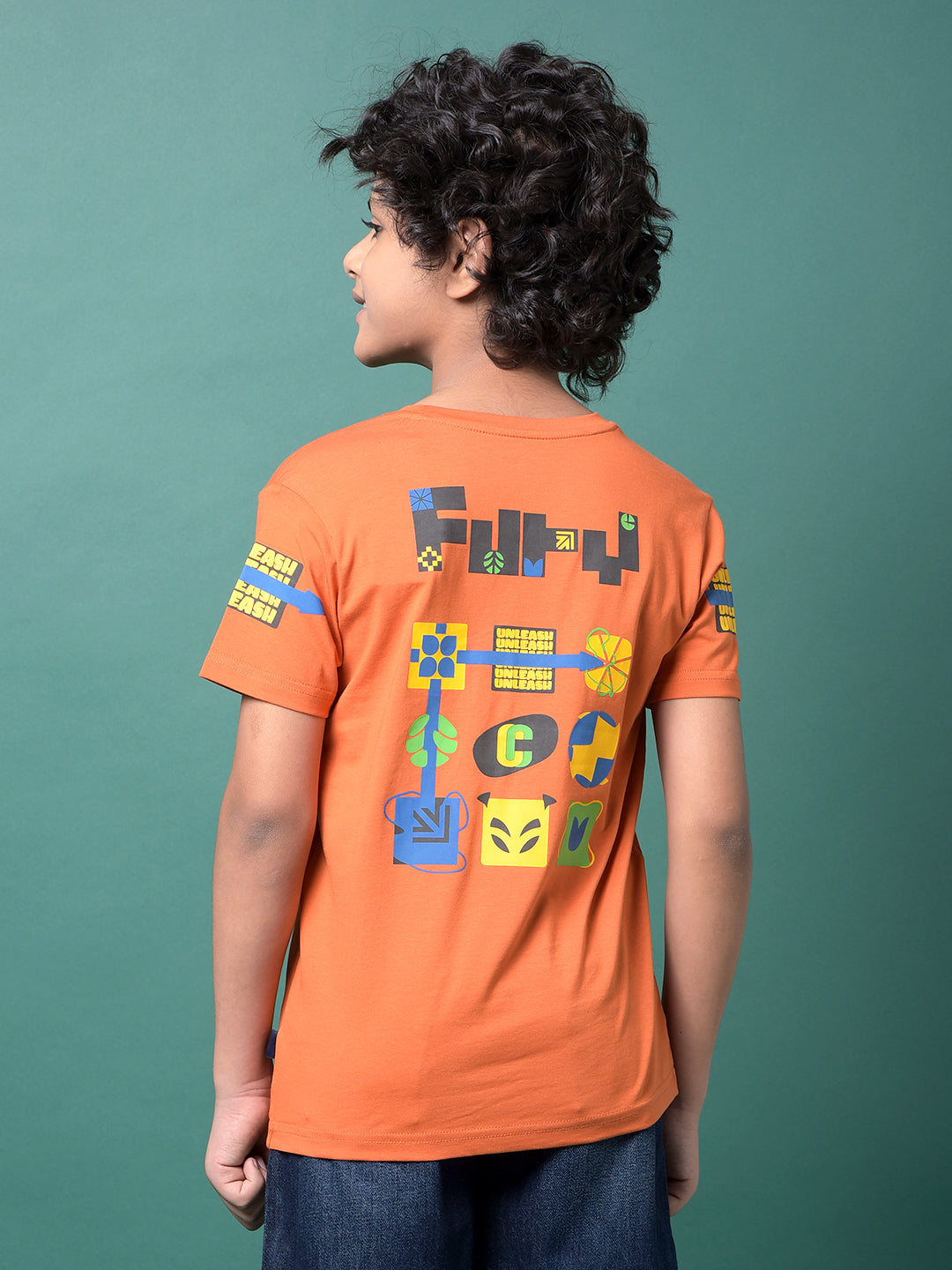 Orange Graphic Print T-Shirt-Boys T-Shirts-Crimsoune Club
