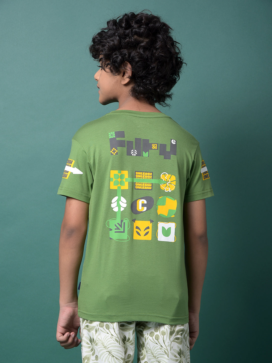 Green Graphic Print T-Shirt-Boys T-Shirts-Crimsoune Club