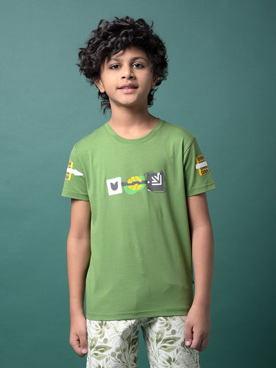 Green Graphic Print T-Shirt-Boys T-Shirts-Crimsoune Club