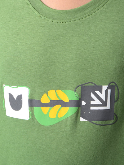 Green Graphic Print T-Shirt-Boys T-Shirts-Crimsoune Club