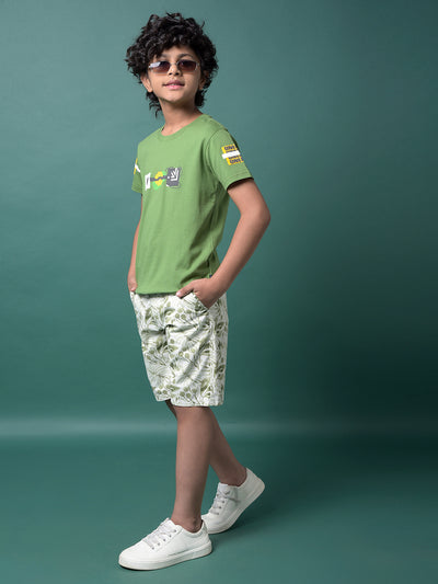 Green Graphic Print T-Shirt-Boys T-Shirts-Crimsoune Club