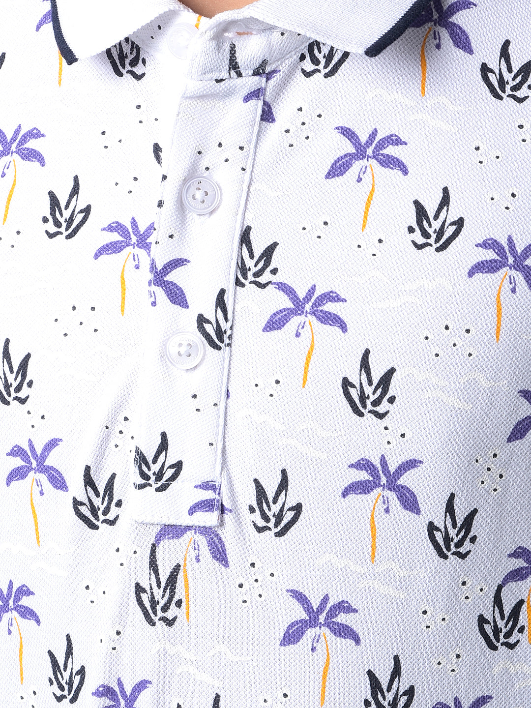 Purple Floral Print Polo Neck T-Shirt-Boys T-Shirts-Crimsoune Club