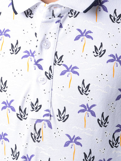 Purple Floral Print Polo Neck T-Shirt-Boys T-Shirts-Crimsoune Club