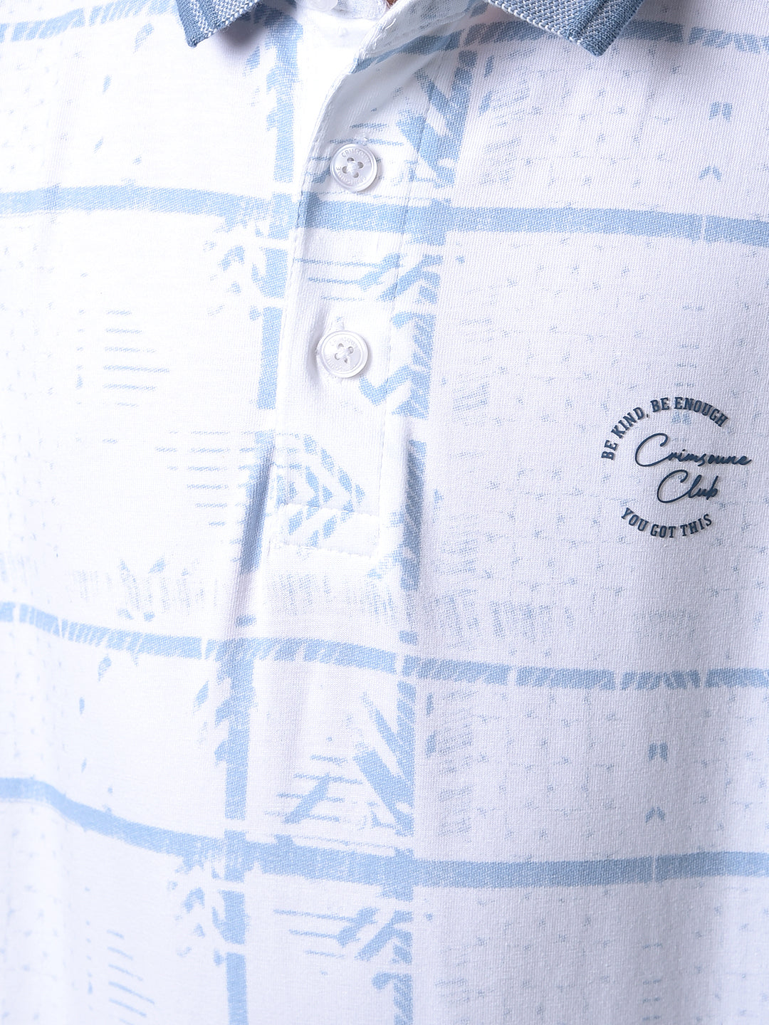 Blue Printed Polo Neck T-Shirt-Boys T-Shirts-Crimsoune Club