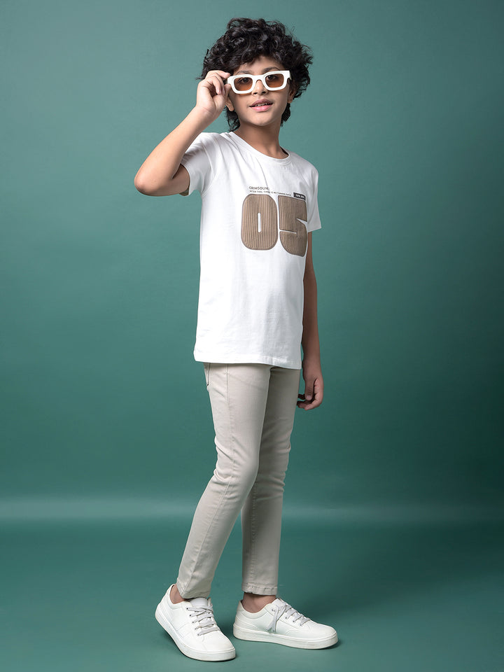 White Typographic Print T-Shirt-Boys T-Shirts-Crimsoune Club