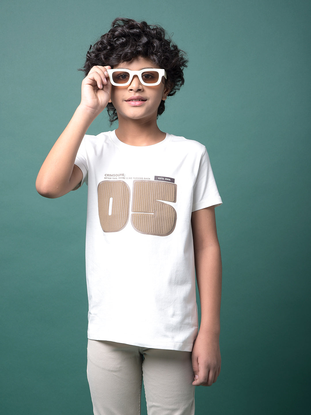 White Typographic Print T-Shirt-Boys T-Shirts-Crimsoune Club