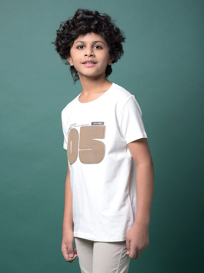 White Typographic Print T-Shirt-Boys T-Shirts-Crimsoune Club