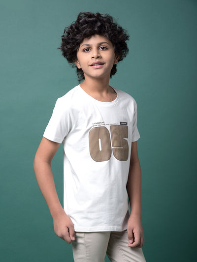 White Typographic Print T-Shirt-Boys T-Shirts-Crimsoune Club