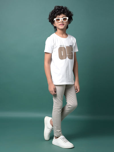 White Typographic Print T-Shirt-Boys T-Shirts-Crimsoune Club