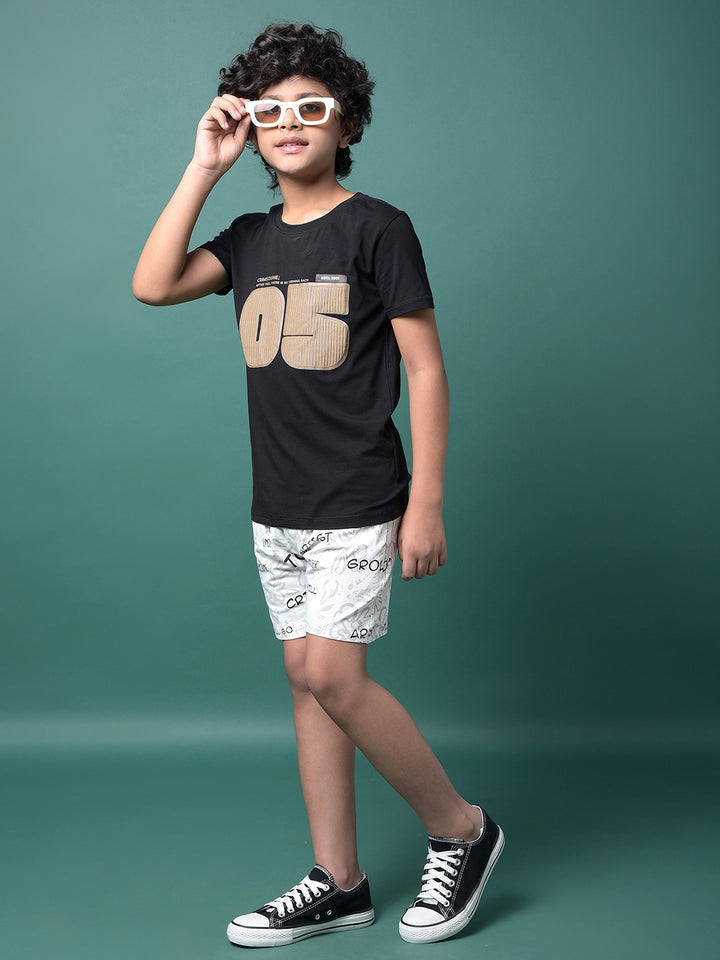 Black Typographic Print T-Shirt-Boys T-Shirts-Crimsoune Club