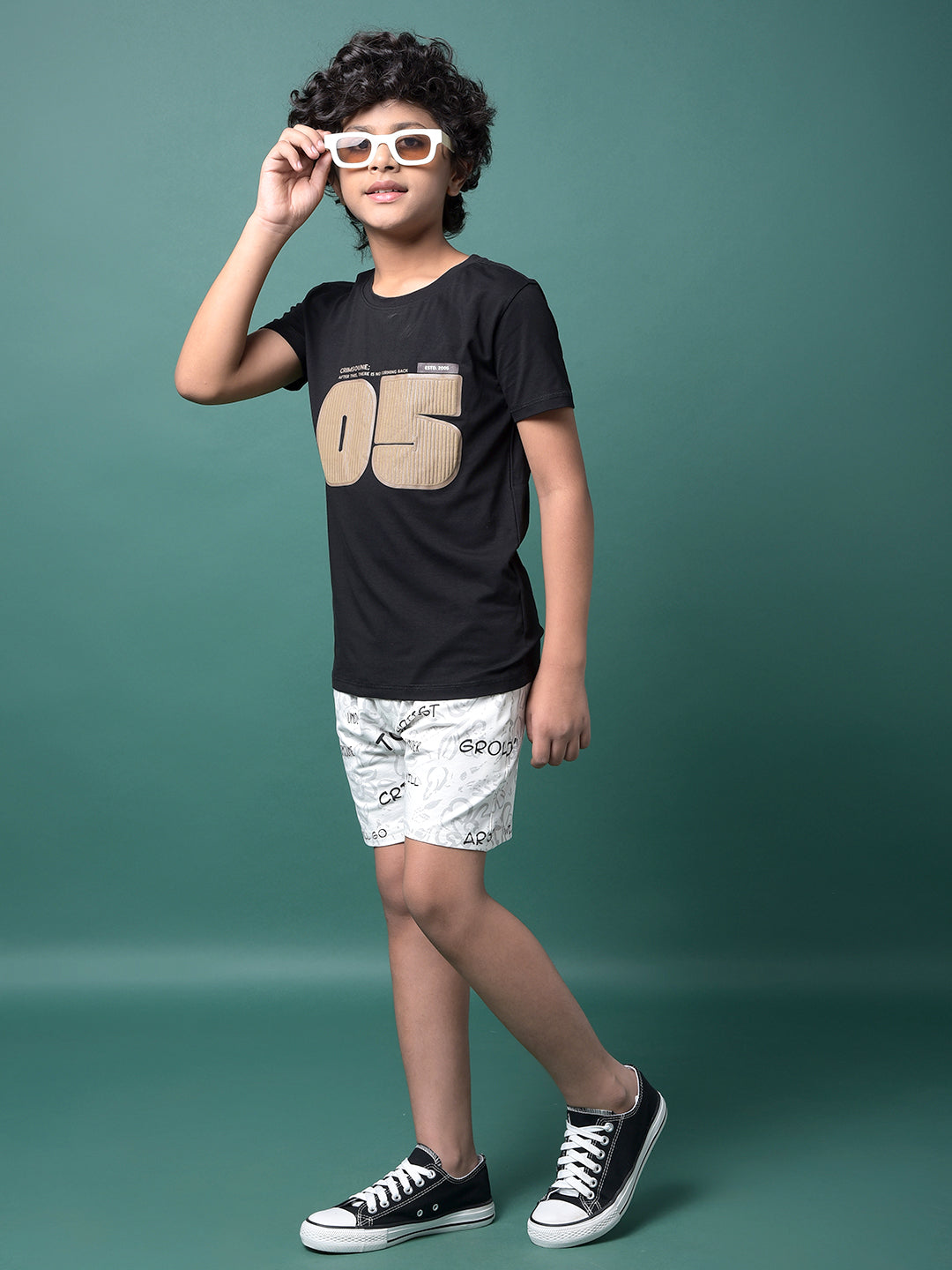 Black Typographic Print T-Shirt-Boys T-Shirts-Crimsoune Club