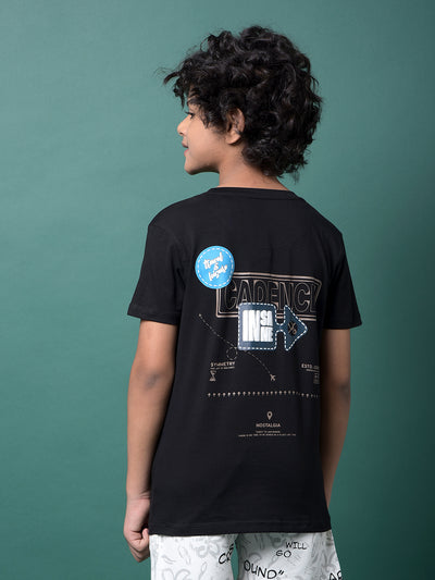 Black Typographic Print T-Shirt-Boys T-Shirts-Crimsoune Club