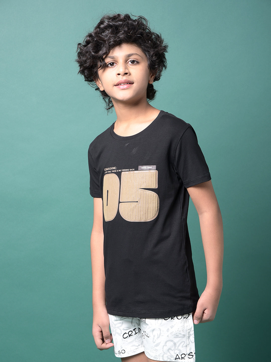 Black Typographic Print T-Shirt-Boys T-Shirts-Crimsoune Club