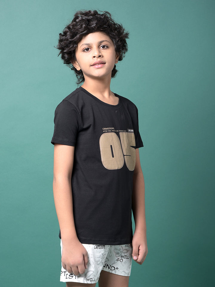 Black Typographic Print T-Shirt-Boys T-Shirts-Crimsoune Club