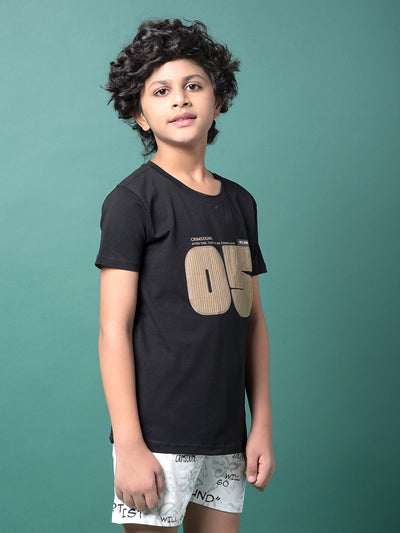 Black Typographic Print T-Shirt-Boys T-Shirts-Crimsoune Club