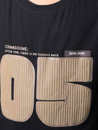Black Typographic Print T-Shirt-Boys T-Shirts-Crimsoune Club