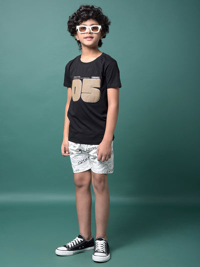 Black Typographic Print T-Shirt-Boys T-Shirts-Crimsoune Club