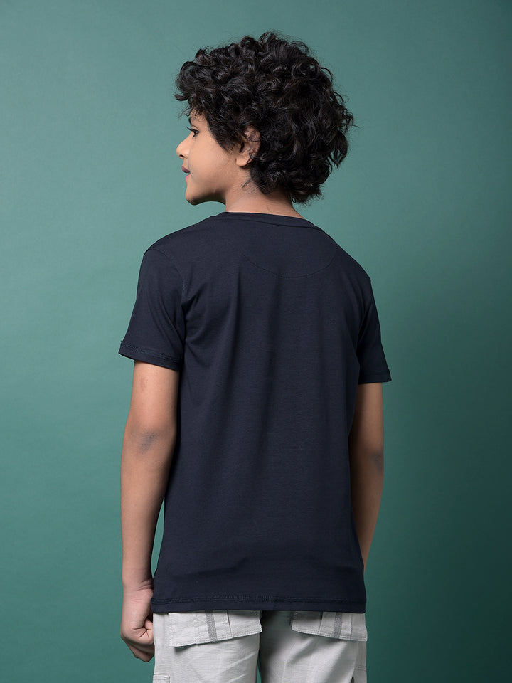 Navy Blue Embellished T-Shirt-Boys T-Shirts-Crimsoune Club